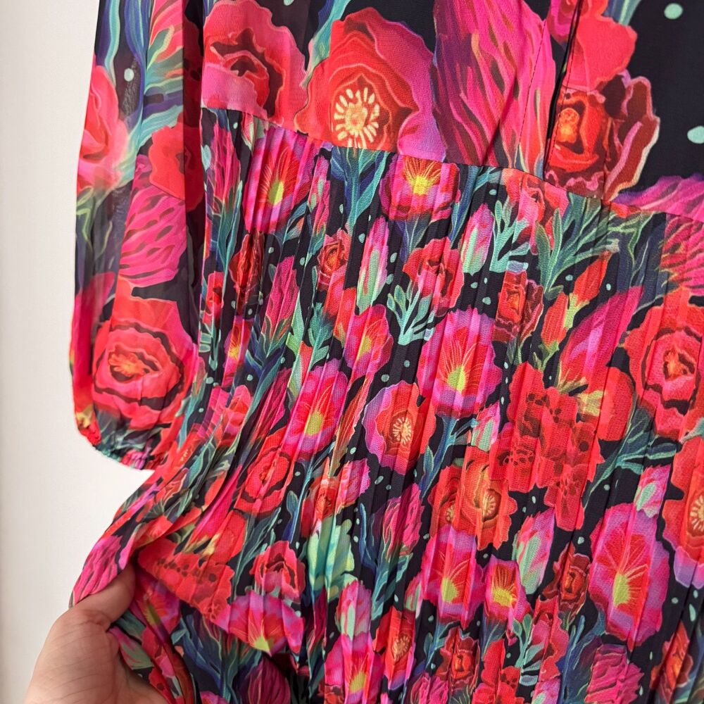 NWT Farm Rio x Anthropologie Pleated Drop-Waist Maxi Dress - Size S - Picture 7 of 12